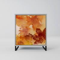 SIDEBOARD TRACES OF AUTUMN, Grau, 57,5x42x67,5 cm, Schwarze Metall-Rahmenfüße - Multicolor/Schwarz, Holzwerkstoff/Metall (57.5/67.5/42cm) - SpaceRebels
