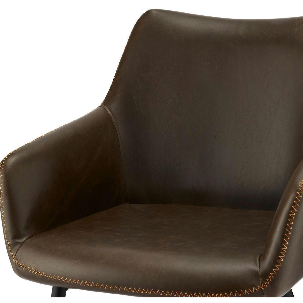 ARMLEHNSTUHL-SET 2 Stück in Kunstleder - Schwarz/Braun, Textil/Metall (56/81/56cm) - Furnhouse