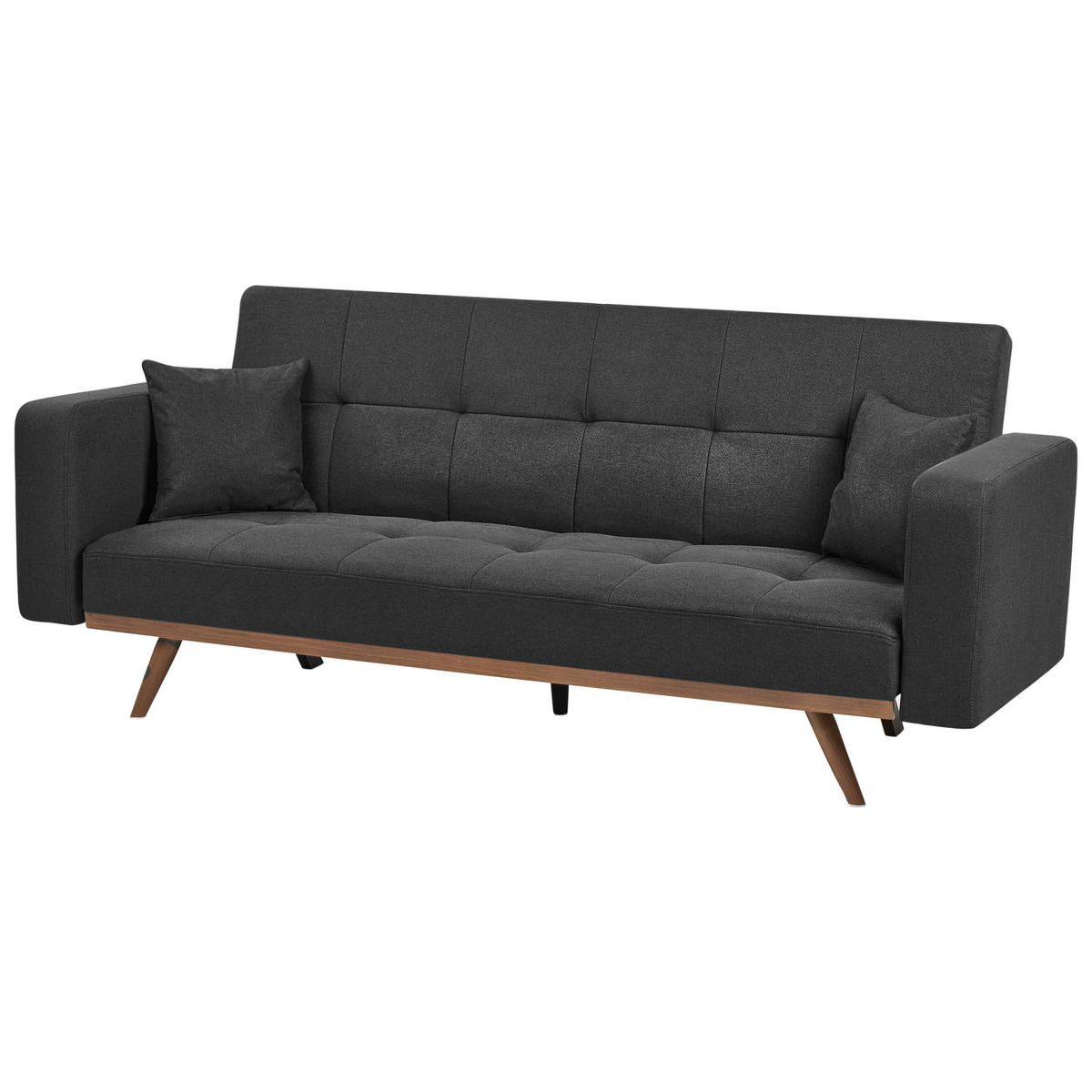 SCHLAFSOFA 3-Sitzer Schwarz Hjulby - Schwarz, Textil (220/90/82cm) - Beliani
