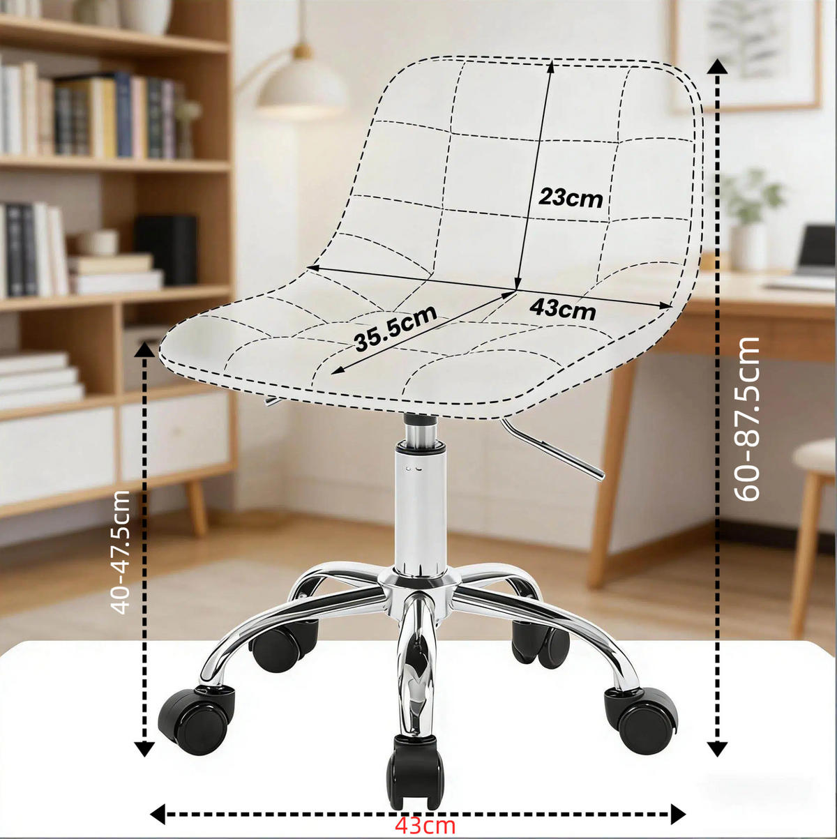BÜROSTUHL höhenverstellbar drehbar Samt Cream White - Weiß, Metall (43/67.5/43cm) - Meubliv