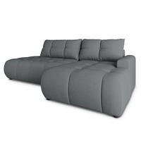 ECKSOFA FLUMA CL R-S Grau Samtstoff mit Schlaffunktion - Grau, Holzwerkstoff/Textil (279/158cm) - MASSENO