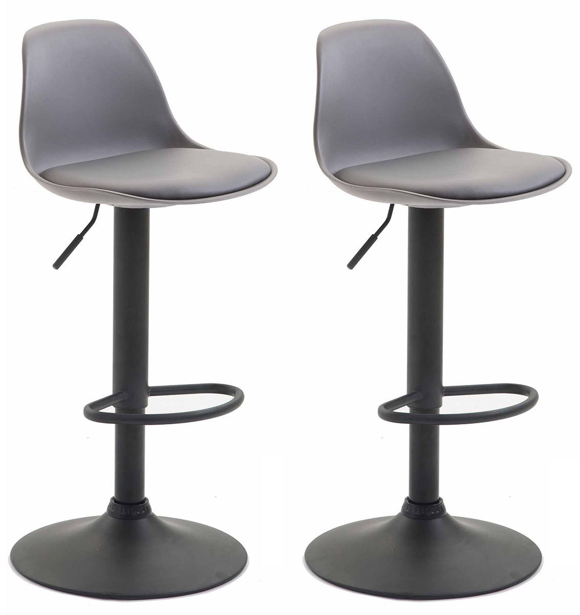 BARHOCKER 2er Set Lederlook grau - Schwarz/Grau, Kunststoff/Textil (39/82/43cm) - CLP