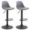 BARHOCKER 2er Set Lederlook grau - Schwarz/Grau, Kunststoff/Textil (39/82/43cm) - CLP