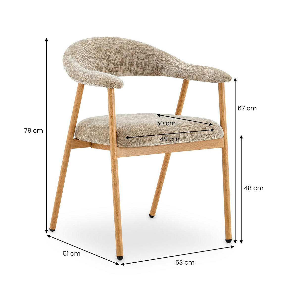 ESSZIMMERSTÜHLE ARLO 2er-Set beige - Beige, Textil (49/79/50cm) - IDIMEX