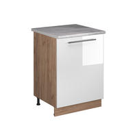 SPÜLENUNTERSCHRANK Fame-Line, Weiß Hochglanz/Goldkraft Eiche, 60 cm - Honigeiche/Weiß Hochglanz, Holzwerkstoff (60/82/60cm) - Vicco