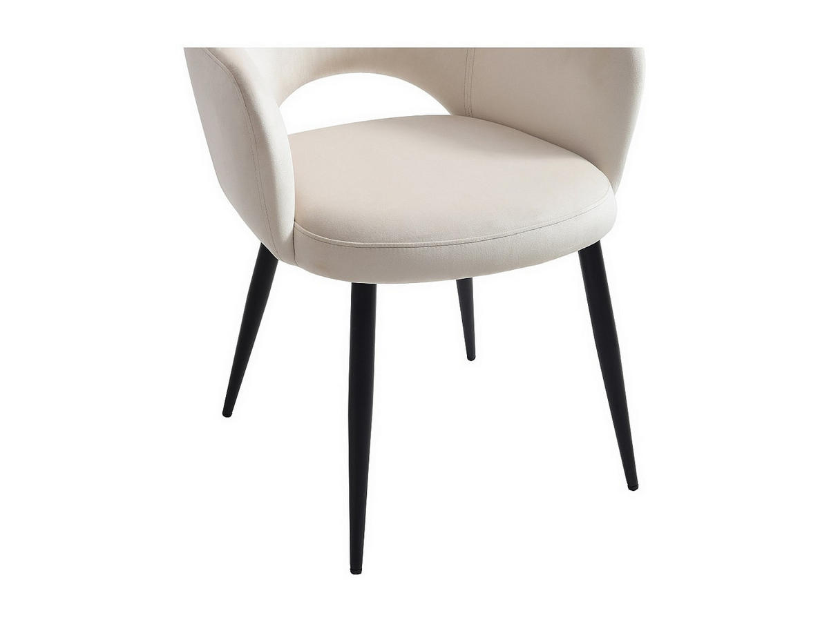 STUHL mit Armlehnen 6er-Set - Samt & schwarzes Metall - Beige - ALSEY - Beige, Textil (58/81/61cm) - Vente-Unique