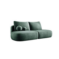 SCHLAFSOFA Moderne BABU mit Schlaffunktion – 3-Sitzer Sofa mit Bettkasten, DL-Automat, 2 Rückenkissen, 2 Zierkissen, 240x90x90 cm, Grün - Grün, Holz/Textil (240/90/90cm) - DomoHome
