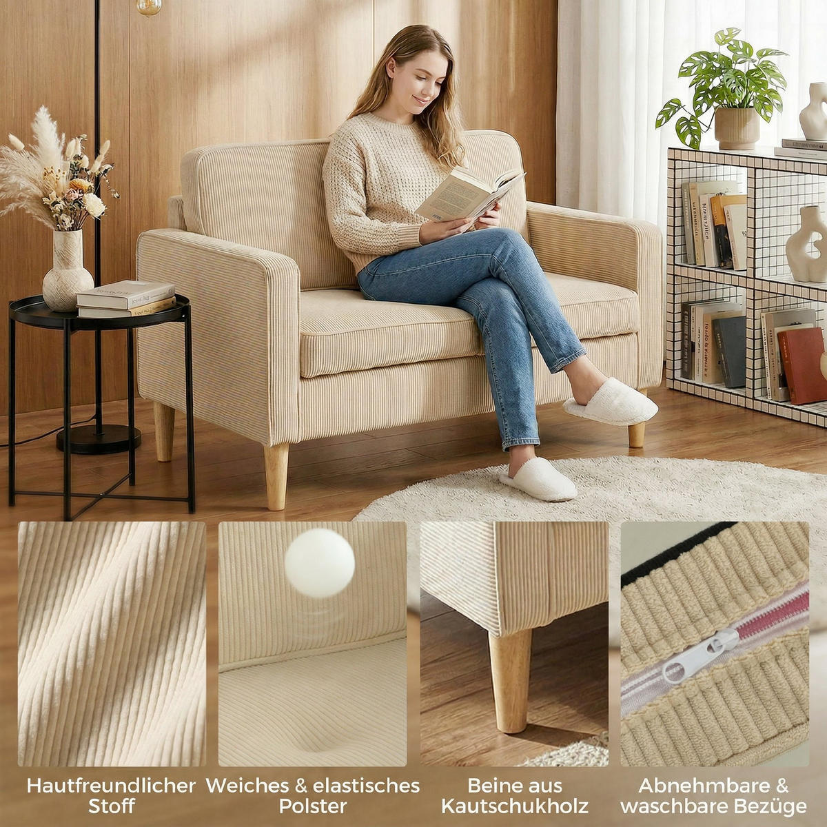 2-SITZER Sofa Beige 117.0/63.0/79.0 cm - Beige, Textil (63/79/117cm)