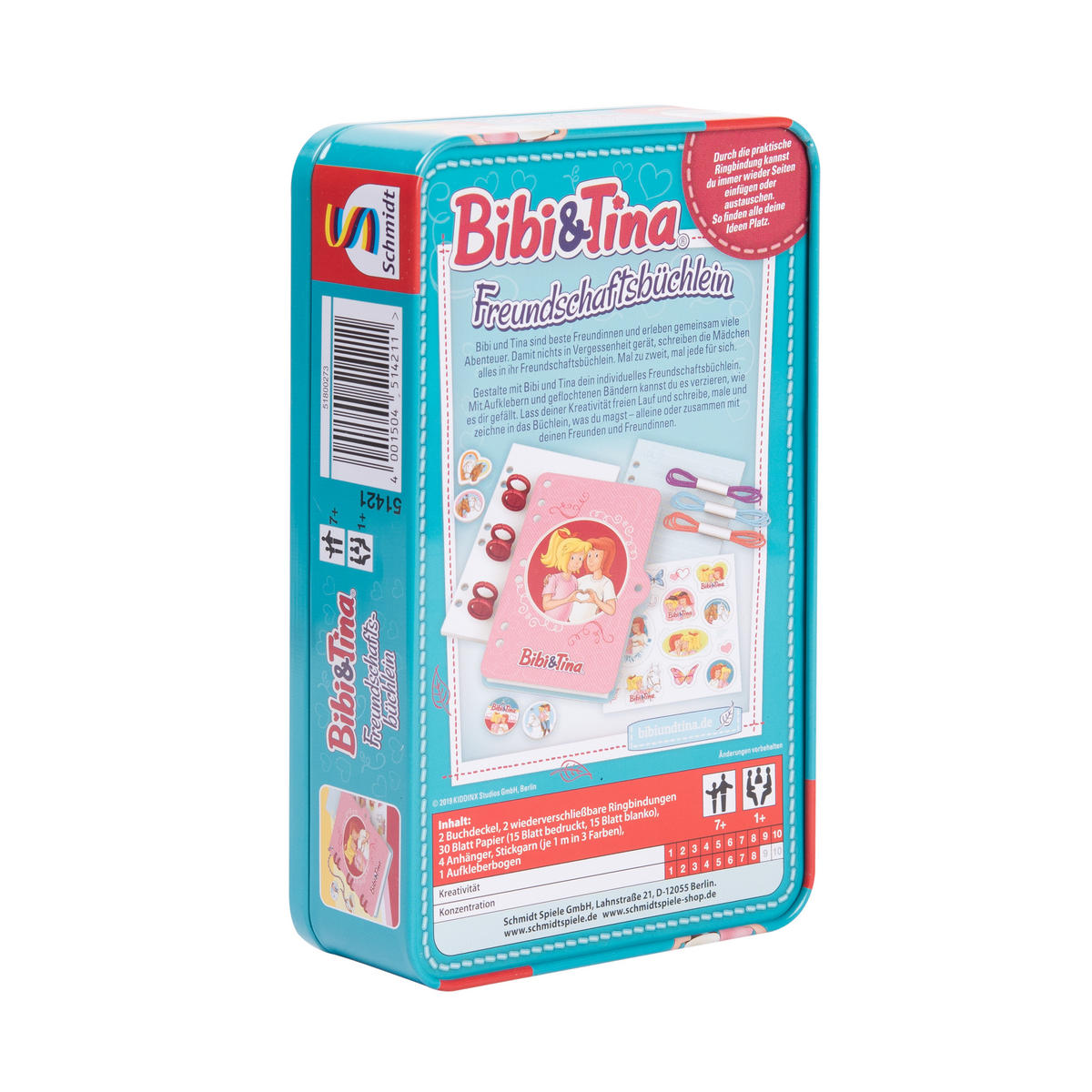 BRETTSPIEL Bibi & Tina Freundschaftsbüchlein Schmidt Spiele 51421 - Multicolor, Metall (11.4/18.4cm) - United Labels