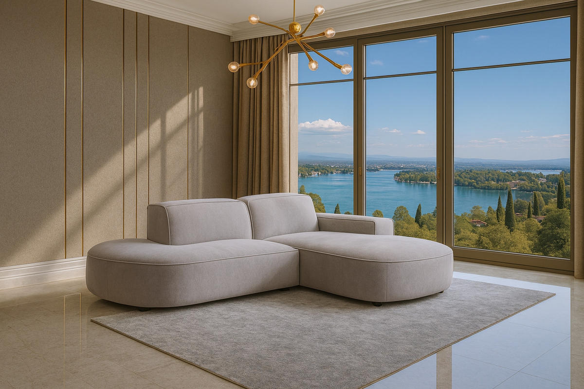 ECKSOFA Cursal Atelier, Stoff Salvador, Grau, Rechts - Grau, Holz (284/166cm) - Kaiser Möbel