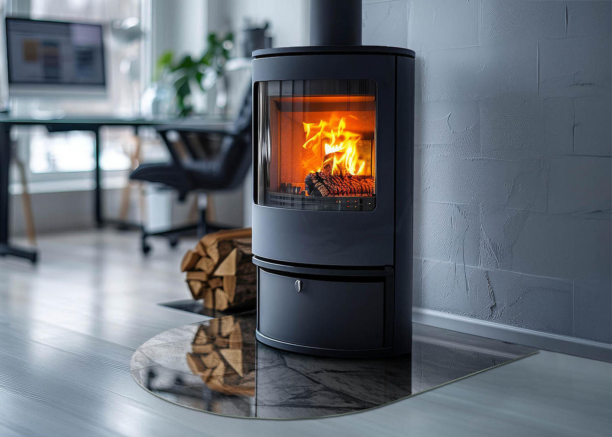 GLASPLATTE für Kamin 80x70 cm Grau - Grau, Glas (80/70/0.4cm) - ArtPrintCave