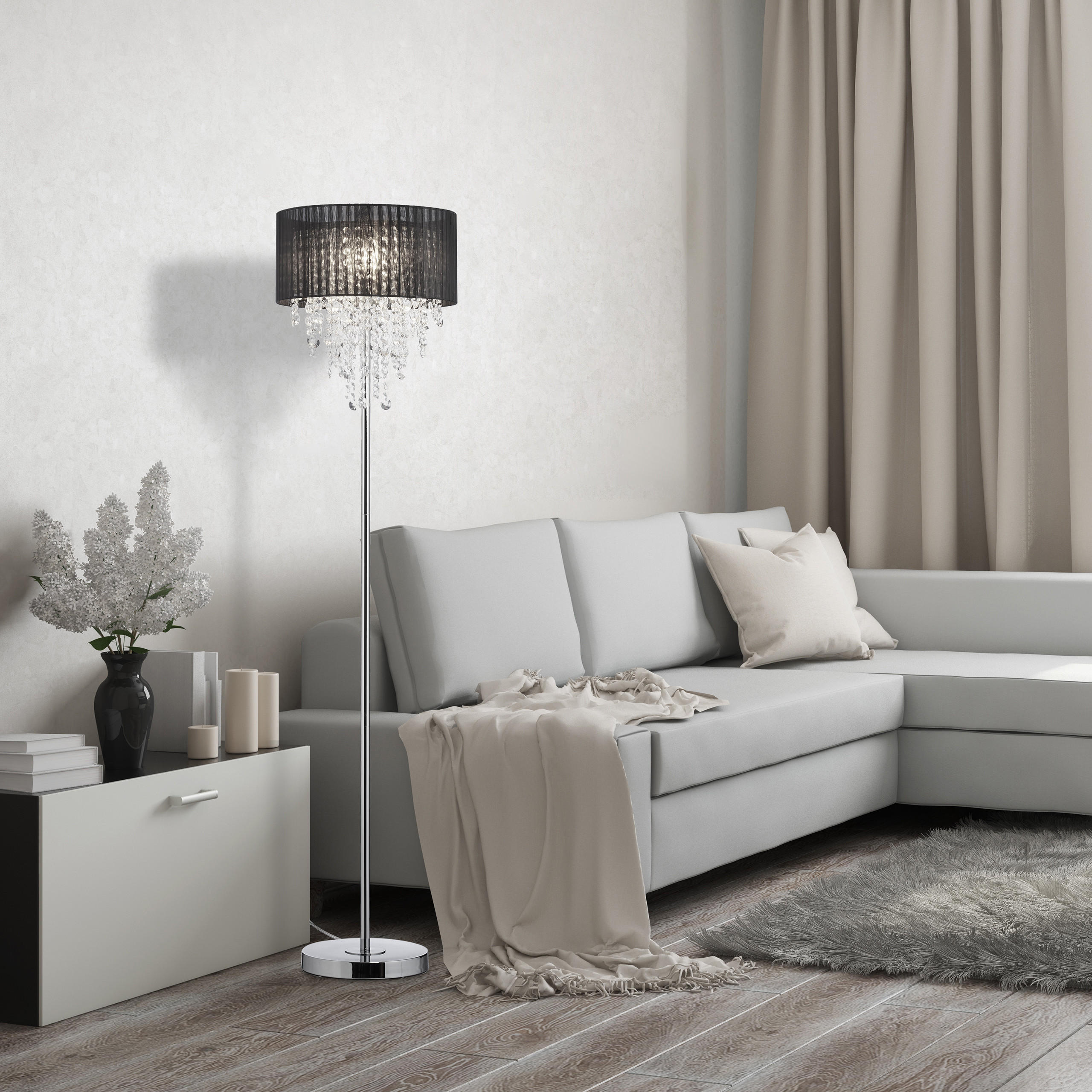 STEHLAMPE - Multicolor, Kunststoff/Textil (37.5/37.5/150cm) - Relaxdays