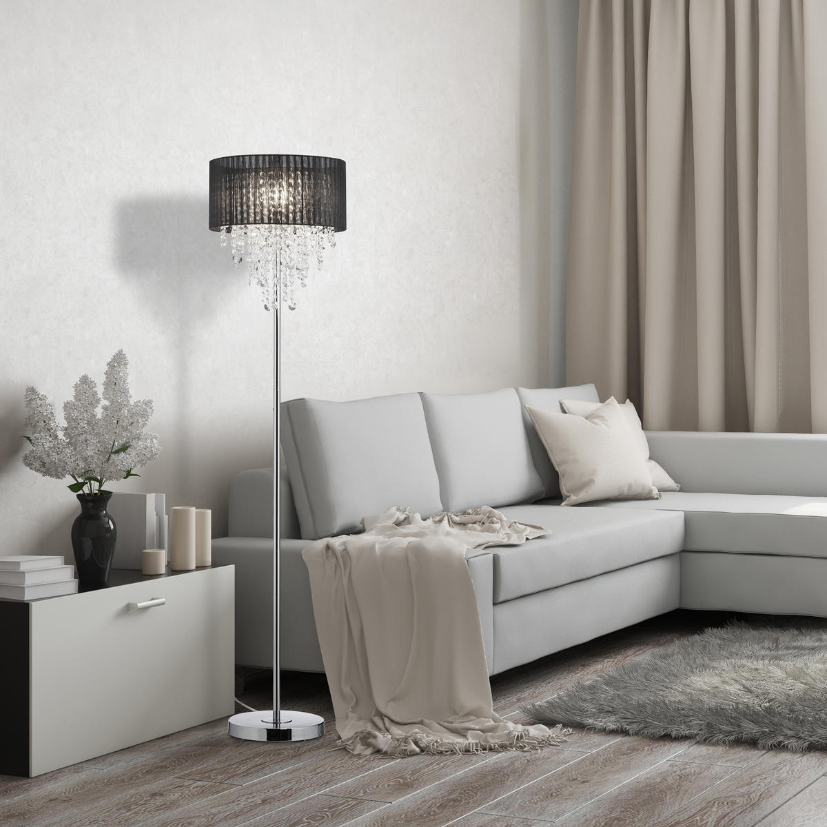 STEHLAMPE - Multicolor, Kunststoff/Textil (37.5/37.5/150cm) - Relaxdays
