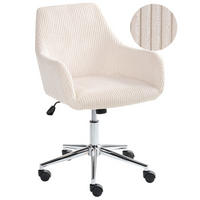 BÜROSTUHL Cord Hellbeige Wellston - Beige/Silberfarben, Textil/Metall (55/80/55cm) - Beliani