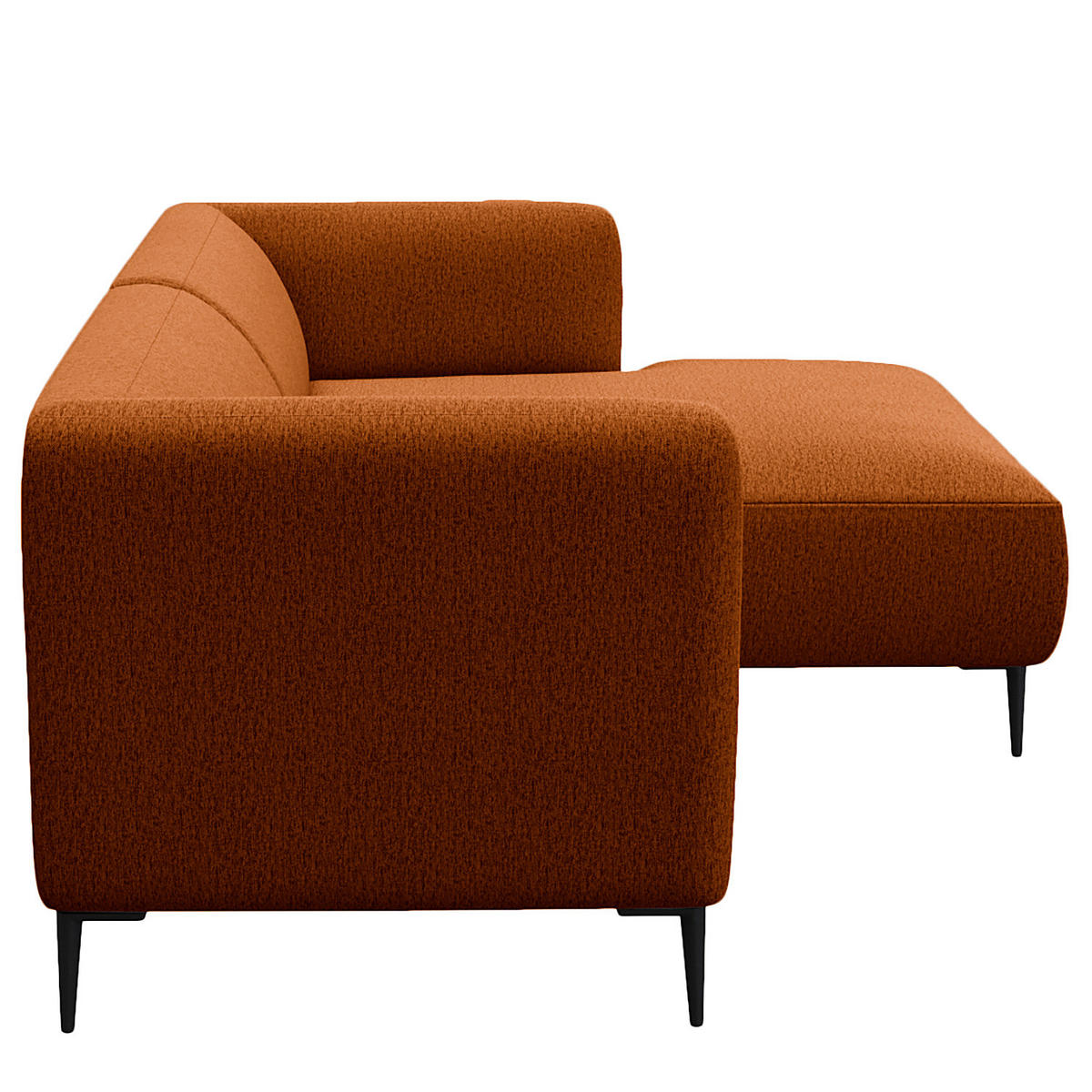 1,5-SITZER ECKSOFA mit Longchair - Rostfarben/Schwarz, Textil/Metall (211/148cm) - home24