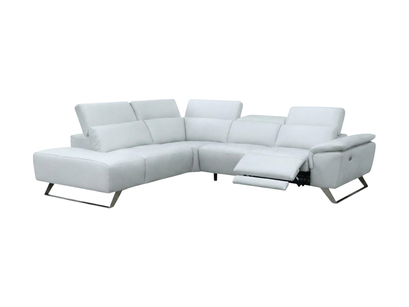 ECKSOFA Predator Echtleder mit 1 x Relaxfunktion Weiß - Weiß, Leder/Metall (230/270cm)