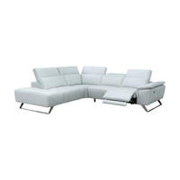 ECKSOFA Predator Echtleder mit 1 x Relaxfunktion Weiß - Weiß, Leder/Metall (230/270cm)