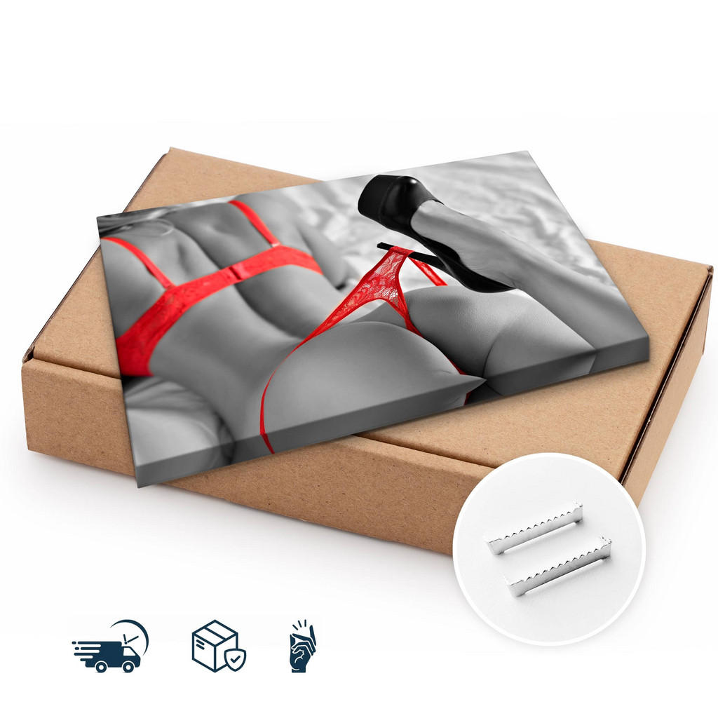 Thumbnail - Muralo Leinwandbild, Rot, Schwarz, Weiß, Grau, Textil, Herz/Romantik, Rechteckig, 100x70 cm, Bilder und Zubehör, Wandbil...