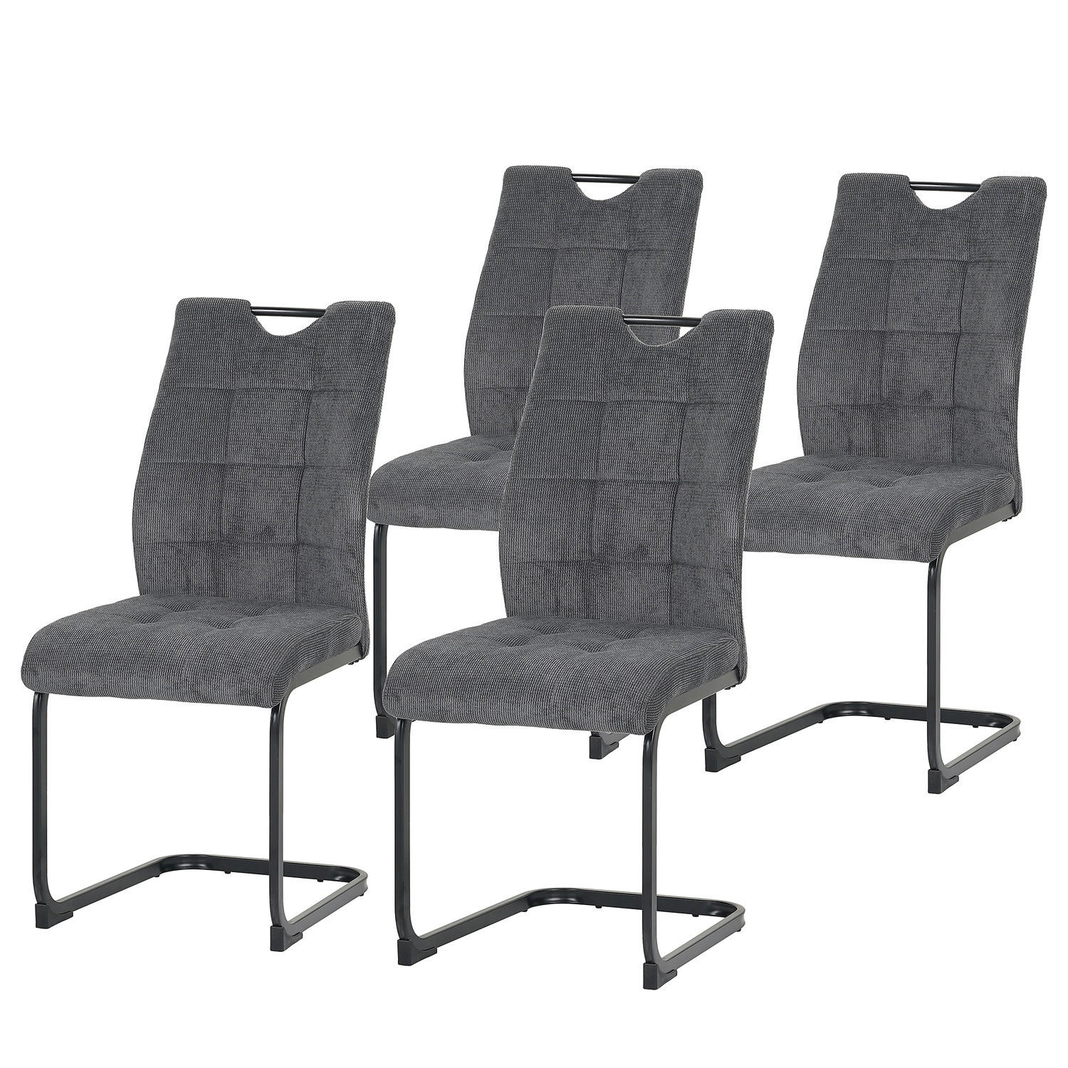 FREISCHWINGER - 4er-Set - Schwarz/Grau, Textil/Metall (44/96/59cm) - home24