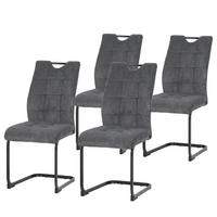 FREISCHWINGER - 4er-Set - Schwarz/Grau, Textil/Metall (44/96/59cm) - home24