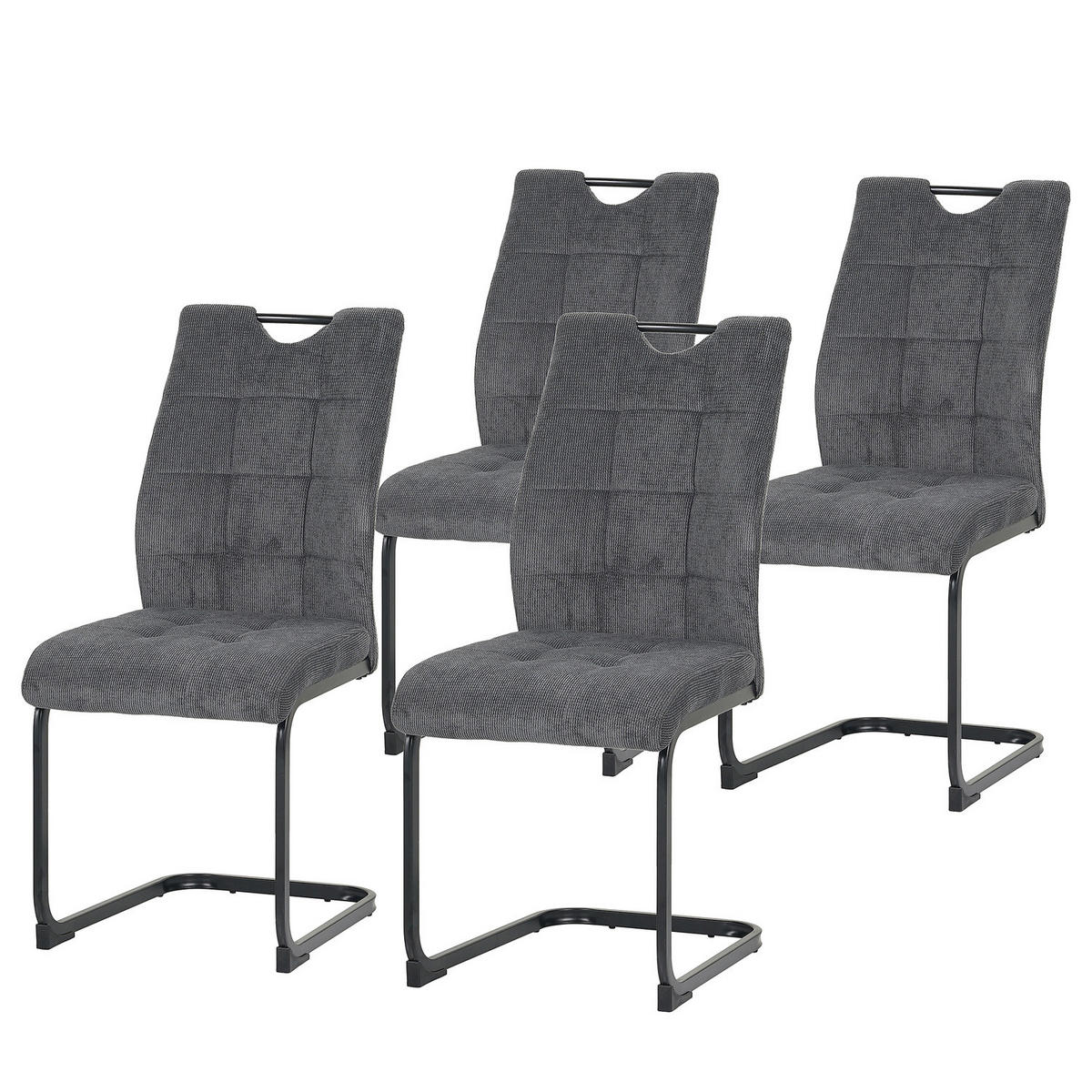 FREISCHWINGER - 4er-Set - Schwarz/Grau, Textil/Metall (44/96/59cm) - home24