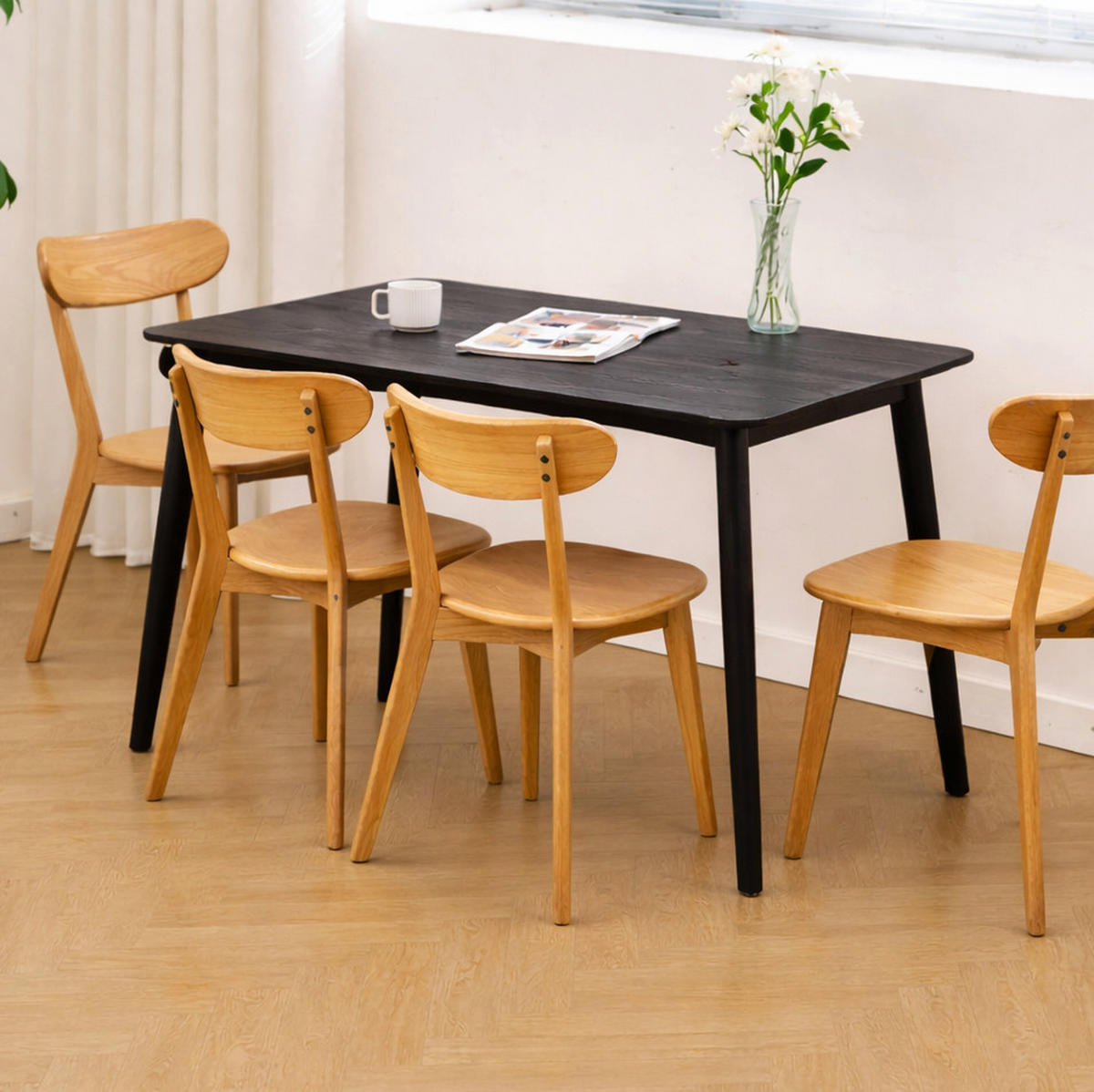 ESSTISCH Rechteckig Schwarz 120 x 75 x 75 (cm) - Schwarz, Holz (75/120/75cm) - Nordlys