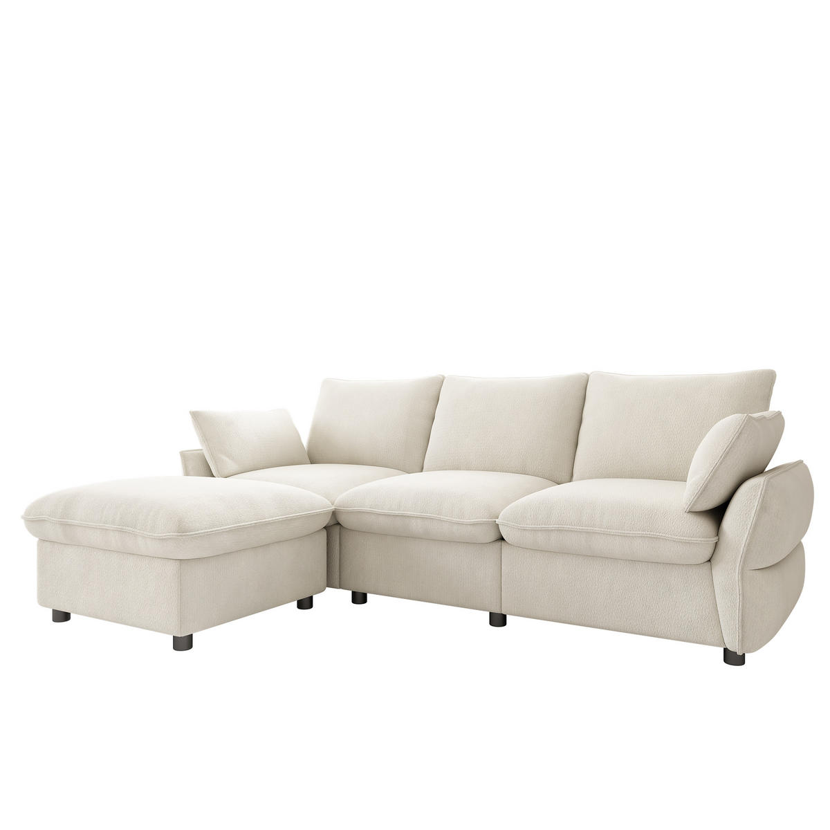 ECKSOFA 222.5/154.5/76.5 cm Beige Chenille mit 1 Fußhocker - Beige, Textil (222.5/154.5cm) - Oxeza