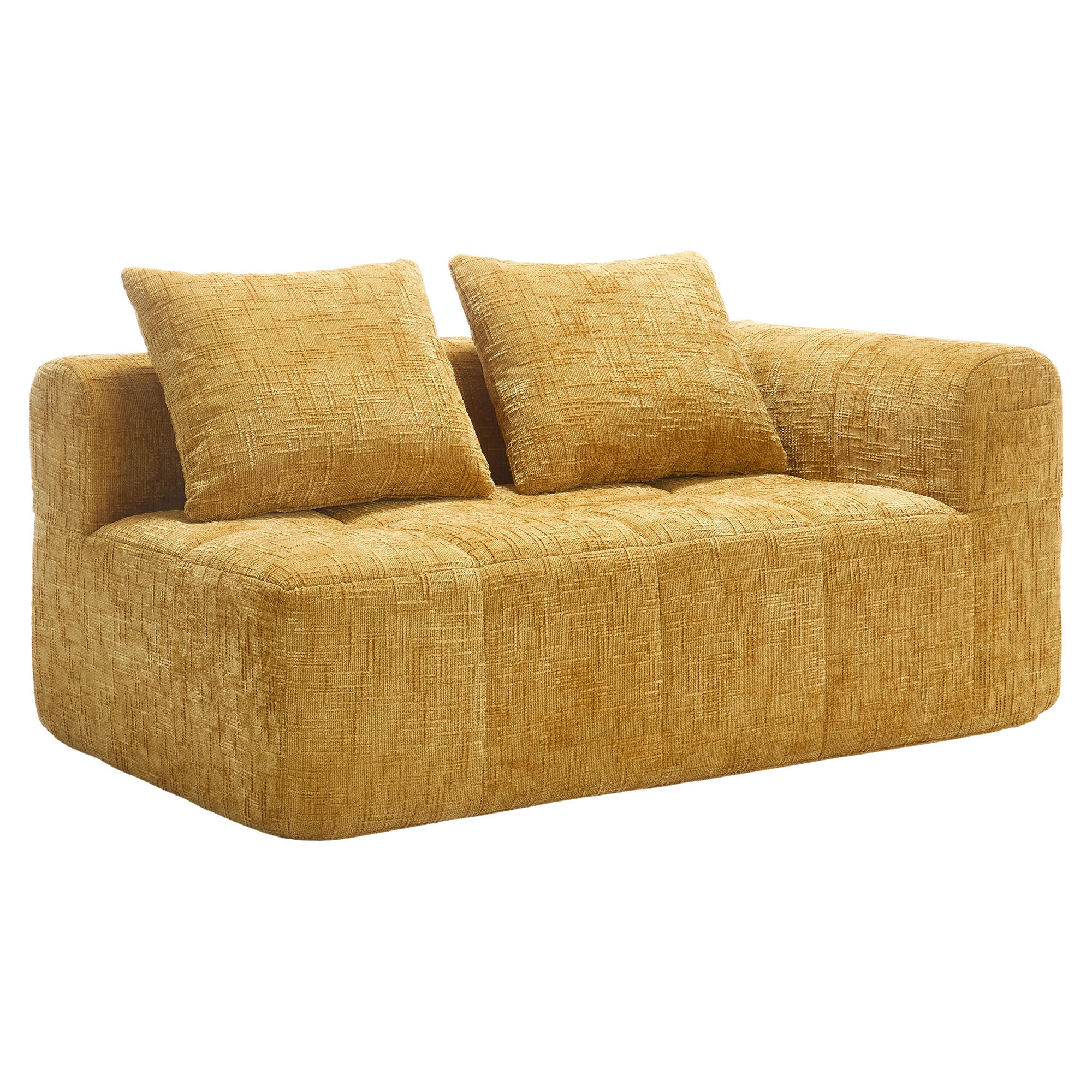 2-SITZER Sofa Chenille mit Chaiselongue und Seitentaschen 158/90/60 cm Gelb - Gelb, Textil (60/158/90cm) - Redom