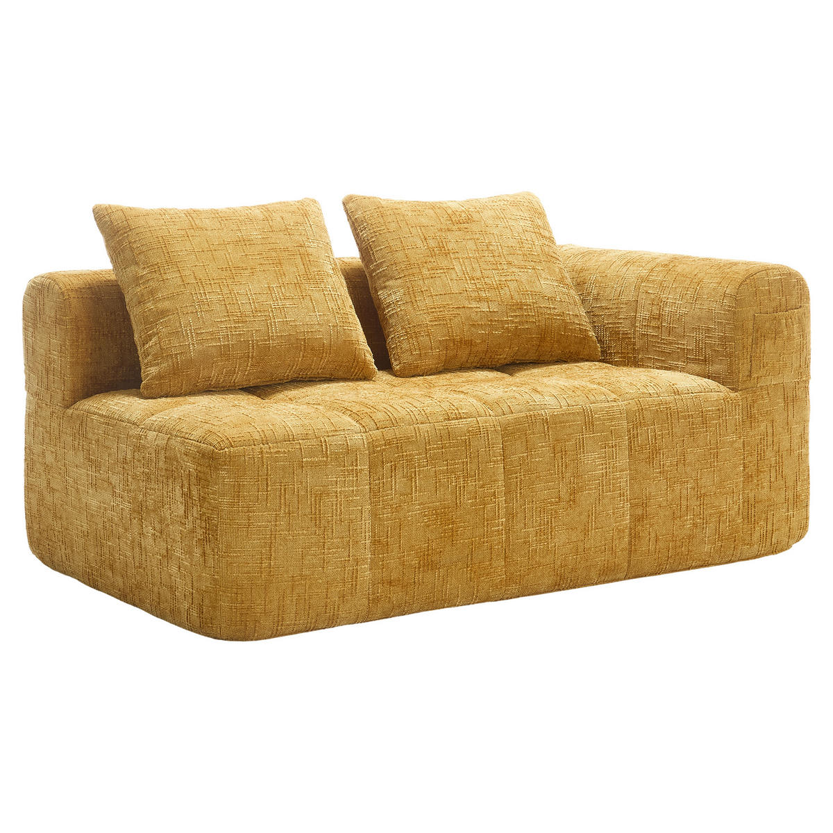 2-SITZER Sofa Chenille mit Chaiselongue und Seitentaschen 158/90/60 cm Gelb - Gelb, Textil (60/158/90cm) - Redom
