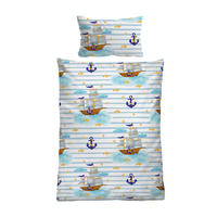 BETTWÄSCHE-GARNITUR Linon Schiffe ciel, 100x135 cm + 40x60 cm - Hellblau, Textil (100/135cm) - biberna