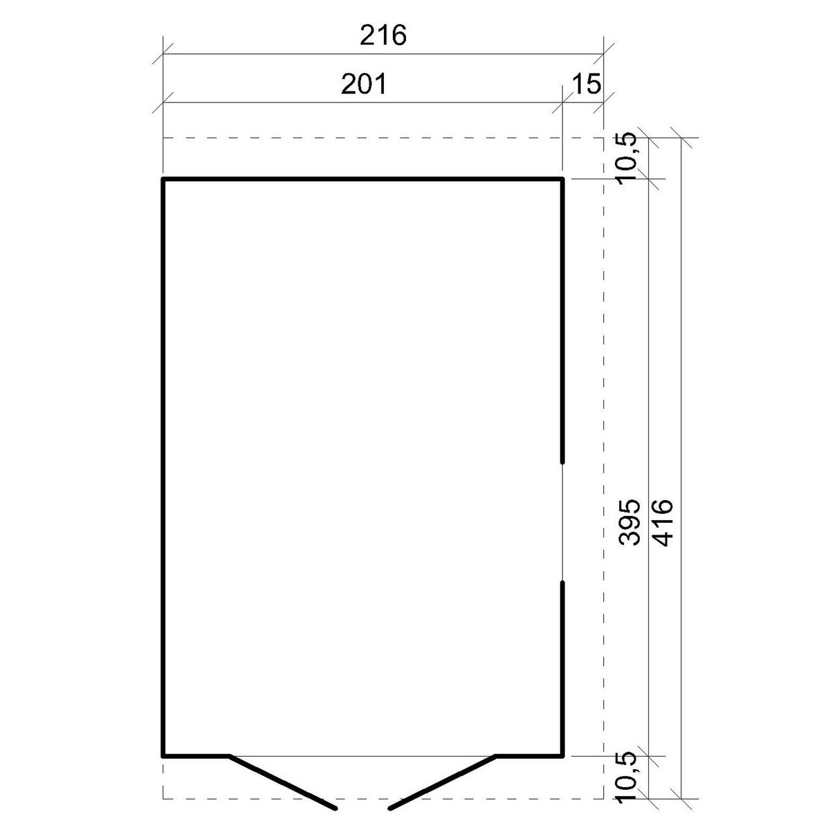 HOLZ-GARTENHAUS (ohne Seitenwand) - H244x211x416 cm/8 m2 - M340 - Beige, Holz (216/243/395cm) - Timbela