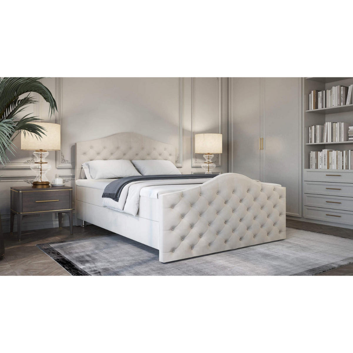BOXBETT Roma Bonellfederkern inkl. 7-Zonen Topper T-30 mit Bettkasten - Weiß, Holz/Holzwerkstoff (180/200cm) - Best For Home