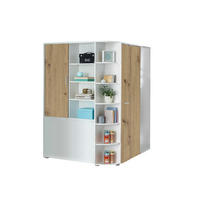 ECKKLEIDERSCHRANK Joker in Weiß und Artisan Eiche begehbar - Weiß, Holzwerkstoff (124/198/148cm)