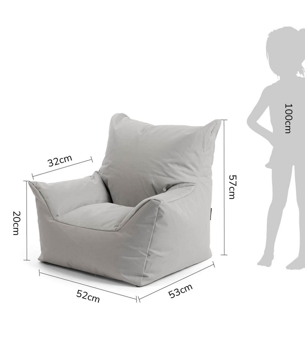 OOUTDOOR-KINDER-SITZSACK Der Gartenzwerg - Grau, Textil (52/57/53cm) - Mokebo