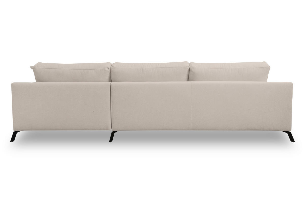 ECKSOFA Aspen in L-Form, Coach Farbe: Beige, Velourstoff, Ottomane Rechts - Beige, Textil (312/187cm) - VENASI MÖBEL