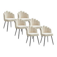 STUHL 6er-Set - Bouclé-Stoff & schwarzes Metall - Cremefarben - ALTINAM - Creme/Schwarz, Textil (57/85/55cm) - Pascal Morabito