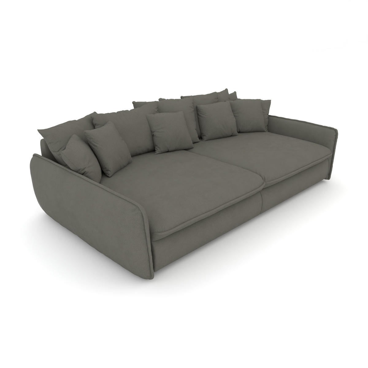 BIGSOFA Hereford XXL Flachgewebe Grün inkl. 12 Kissen 274/131/61 cm - Grau, Kunststoff/Textil (274/61/131cm) - foamnova