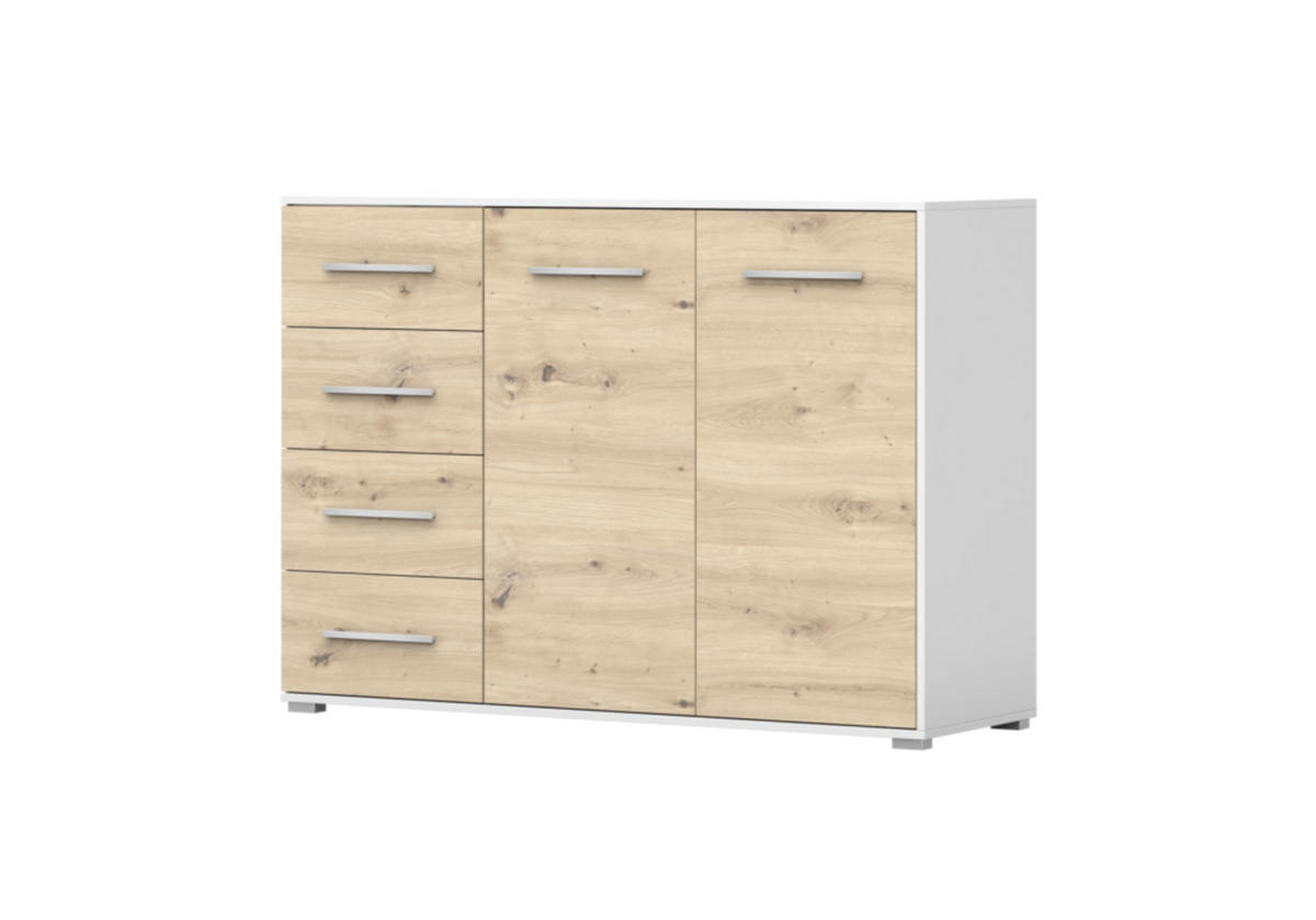 KOMMODE - Highboard IRYS 01 2D4S Weiß + Artisan - Weiß/Eiche Artisan, Holzwerkstoff (135/95/45cm) - Möblo