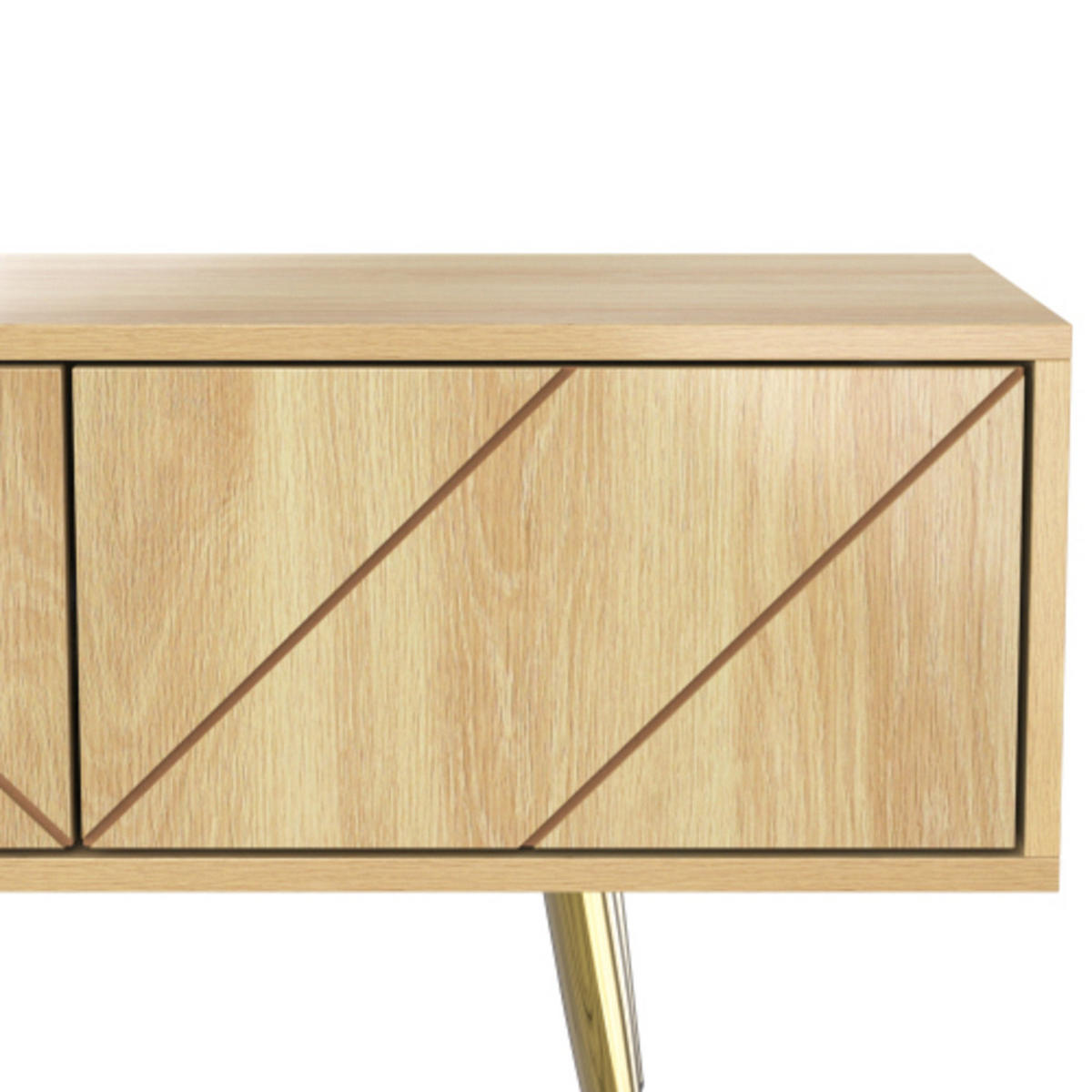 LOWBOARD Holzoptik mit schräger Rillenfront & goldenen Metallfüßen 160×36×42 cm aus MDF und Spanplatte - Zwetschgeholzfarben, Holzwerkstoff (160/42/36cm) - Luhomfu