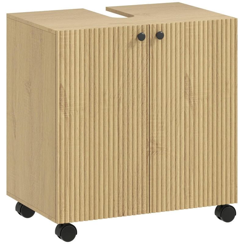 WASCHBECKENUNTERSCHRANK 60x39.8x62 cm Natur mit U-Ausschnitt & Soft-Close-Türen - Naturfarben, Holzwerkstoff (60/62/39.8cm) - Modfu