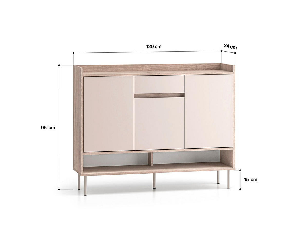 SCHUHSCHRANK – VOCO 02 – 120 cm – Voco – Kaschmir / Eichefarben - Kaschmir/Eichefarben, Holzwerkstoff (120/95/34cm) - hi-markt