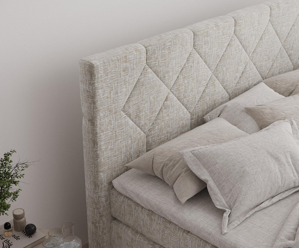 BOXSPRINGBETT Toma Beige 200/200 cm - Beige/Schwarz, Holz/Holzwerkstoff (200/200cm) - Maison de Reve