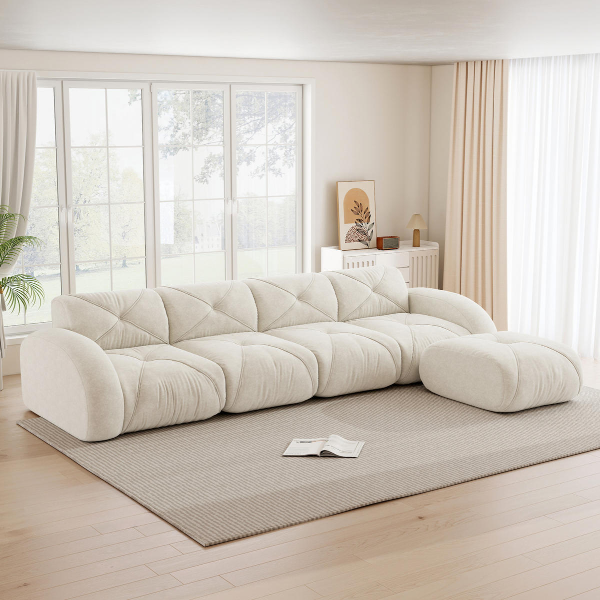 SOFA modular Chenille White - Weiß, Kunststoff (171/358cm) - Meubliv