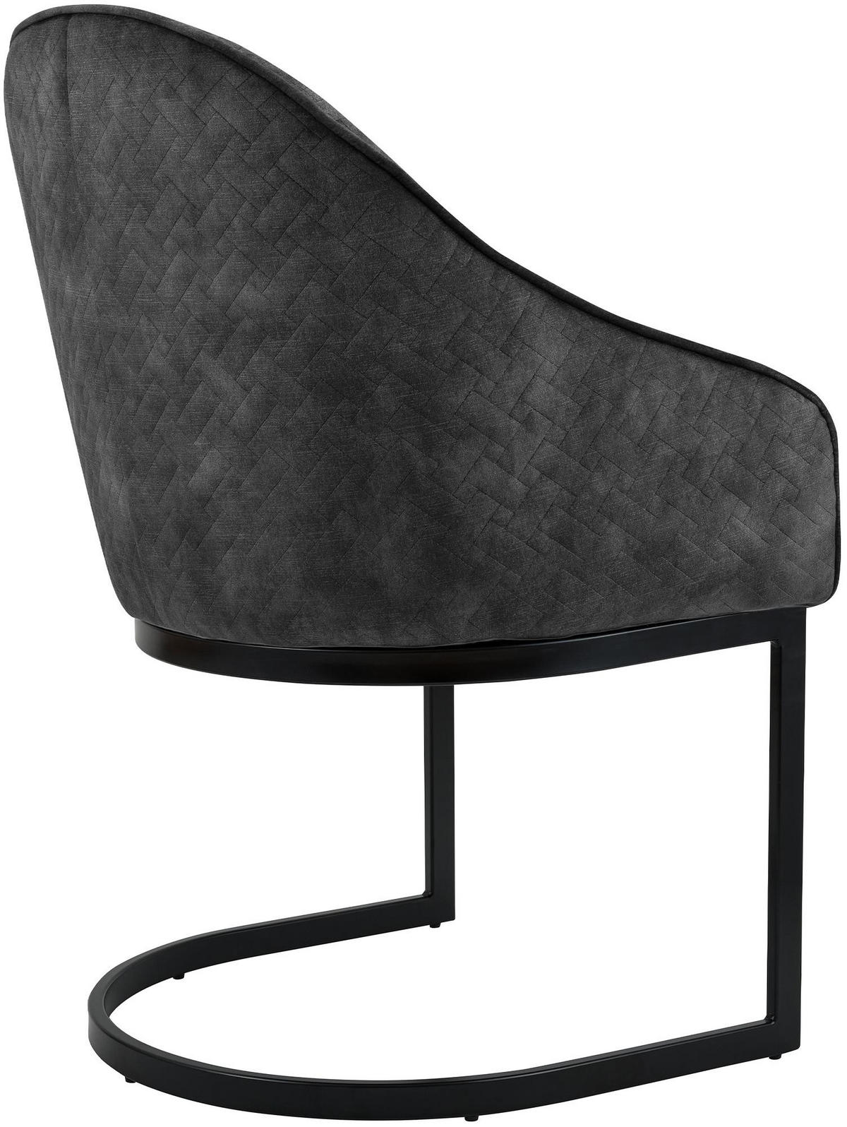 ESSZIMMERSTUHL Samt Dunkelgrau - Dunkelgrau/Schwarz, Textil/Metall (60/87/59cm) - CLP