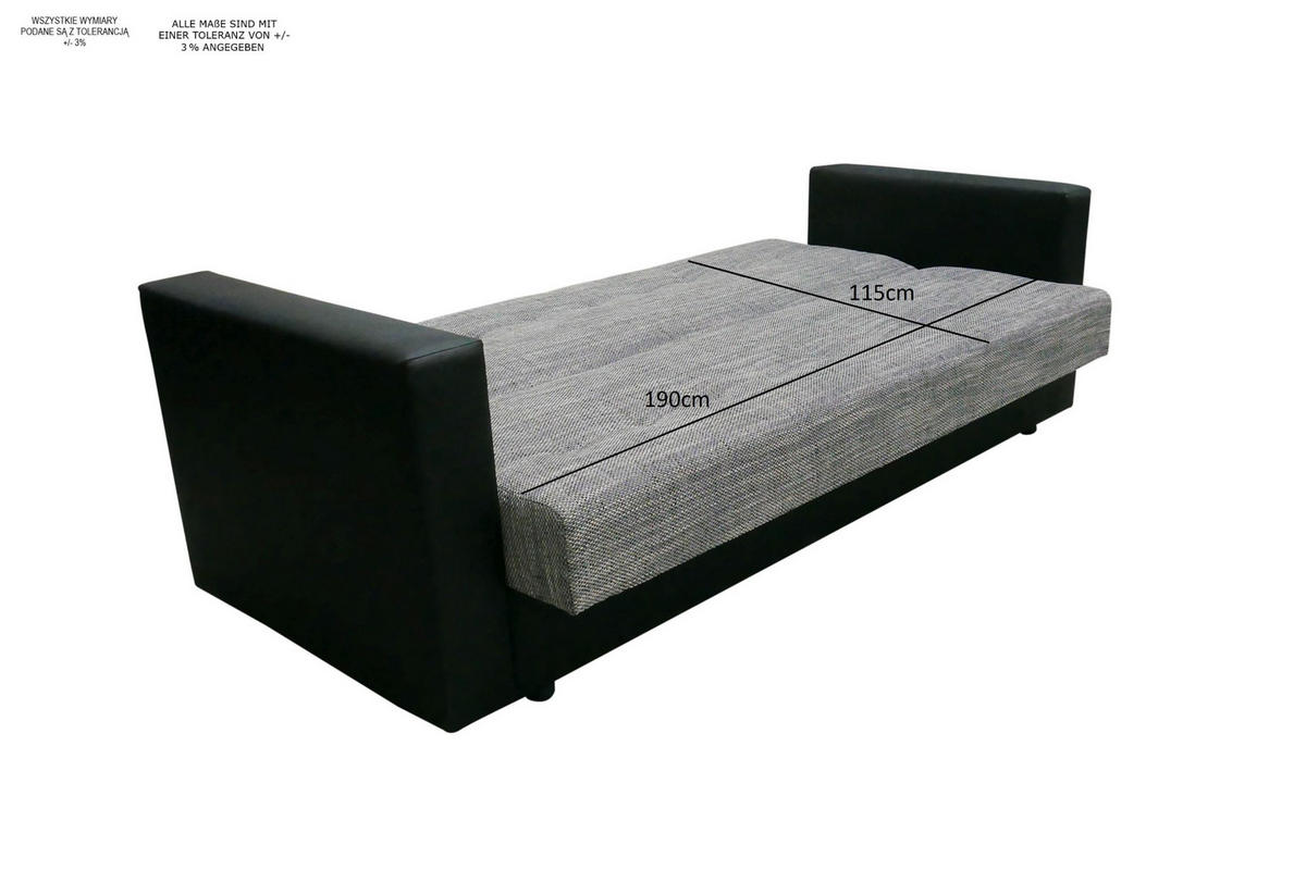 SOFA WIND mit Schlaffunktion KORNET10+DOLARO4 mit Stauraum - Grau, Textil (87/95/216cm) - Bedante