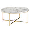 COUCHTISCH mit Marmor-Optik und Hochglanz-Finish, rund, Weiß 80x80x35 cm - Goldfarben/Weiß, Holz/Metall (80/80/35cm) - KADIMA DESIGN