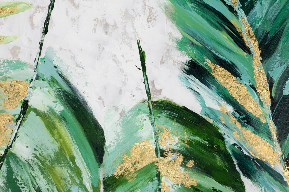 ACRYLBILD HANDGEMALT 90/90 cm - Weiß/Grün, Holz/Textil (2/90cm) - KUNSTLOFT