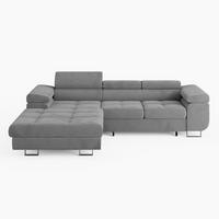 ECKSOFA VEMO CORE Links Grau Velours-Stoff mit Schlaffunktion und Bettkasten - Grau, Holz/Metall (280/205cm) - Barchello