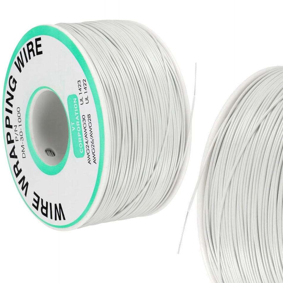 KABEL KYNAR, AWG 30 Ø 0,25 mm, Ø außen 0,6 mm, 200 m, verzinntes Kupfer, PVC-Isolierung, 300 V, -60 bis 105 °C - Multicolor, Kunststoff/Metall (10/10/10cm)
