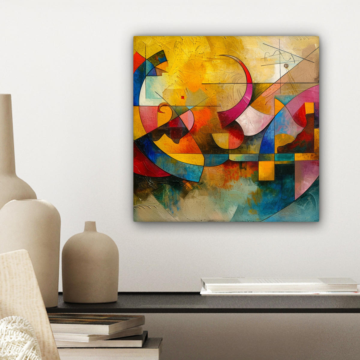 LEINWANDBILD Kunst - Abstrakt - Modern Deko Wohnzimmer 20x20 cm - Gelb, Textil (20/20cm) - MuchoWow